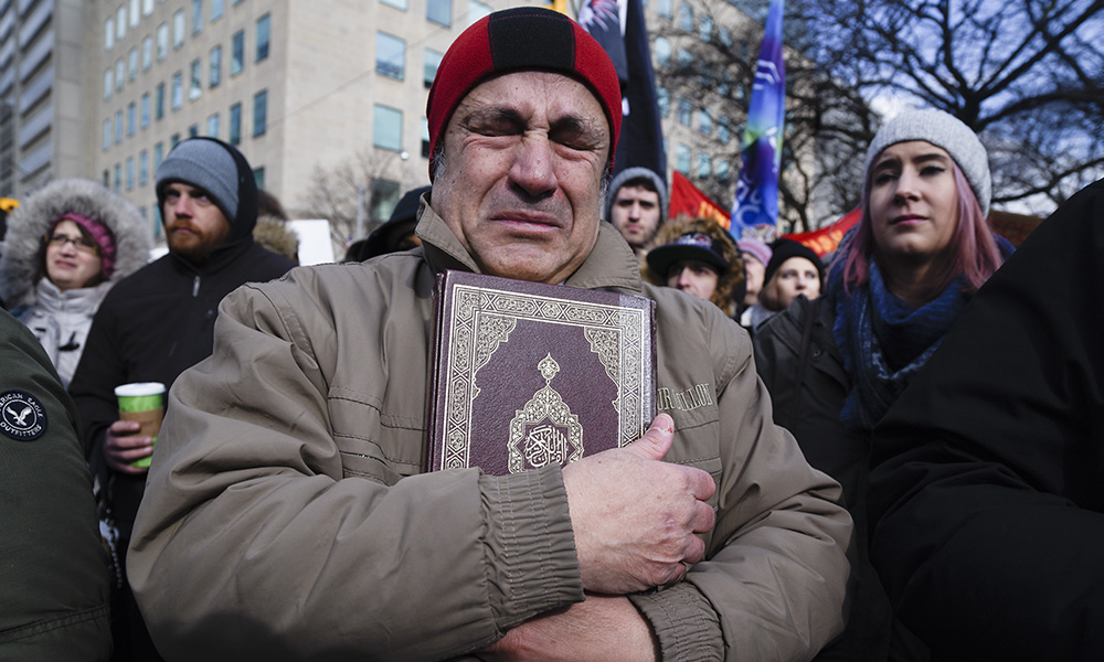Kanada Quebec'teki cami saldırısının ardından düzenlenen protesto